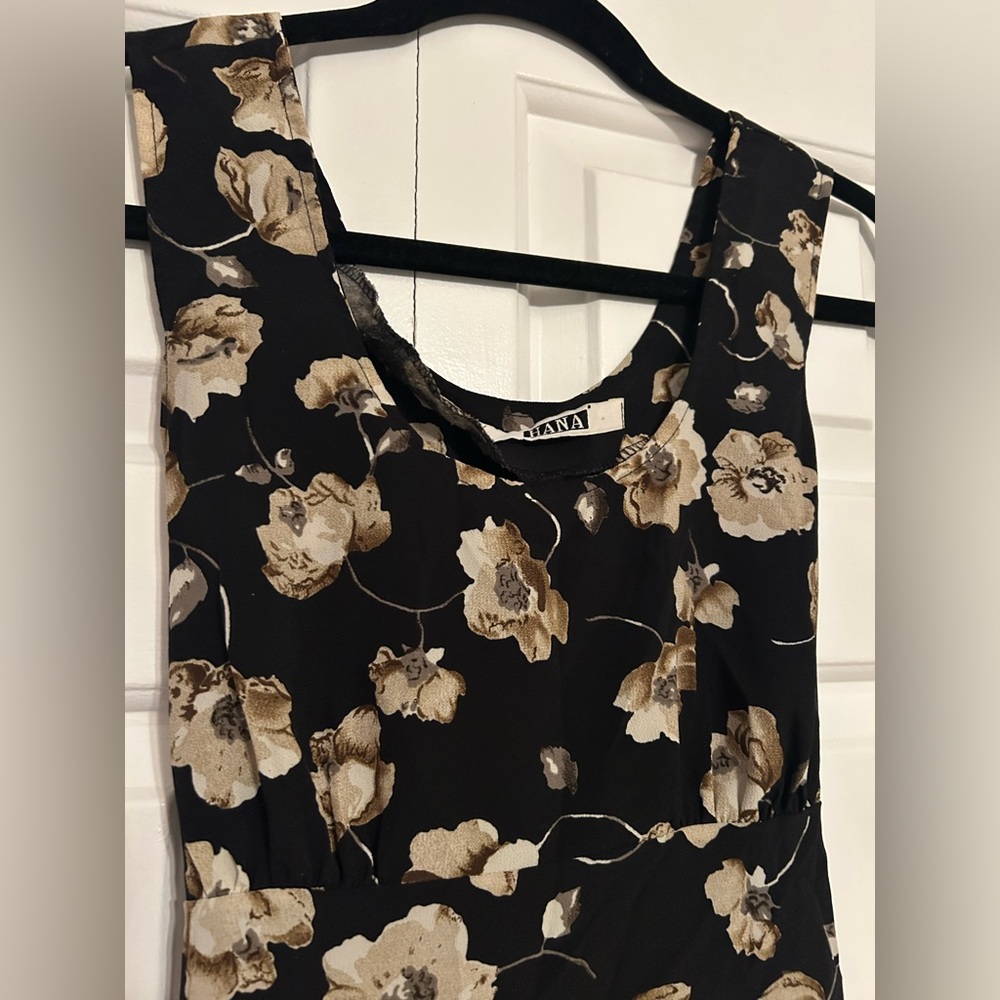 Vintage 90s Hana Empire Waist Floral Tie-Back Dress - Picture 7 of 8